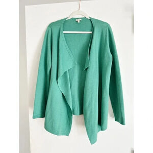 Talbots Green Open Front Cardigan Size Medium Petite
